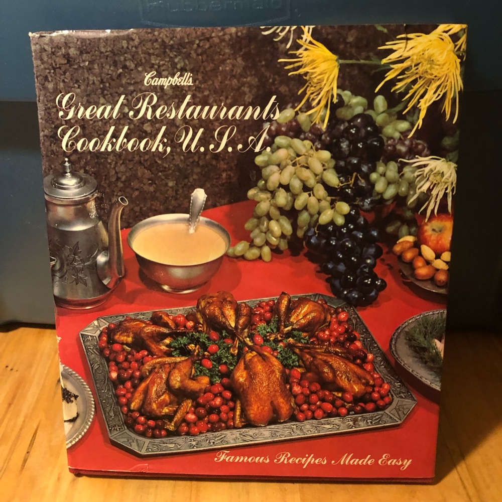 3/$40 Campbell’s Soup “Great Restaurant Cookbook USA” cookbook